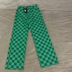 Fashion nova checkered green pants size 7